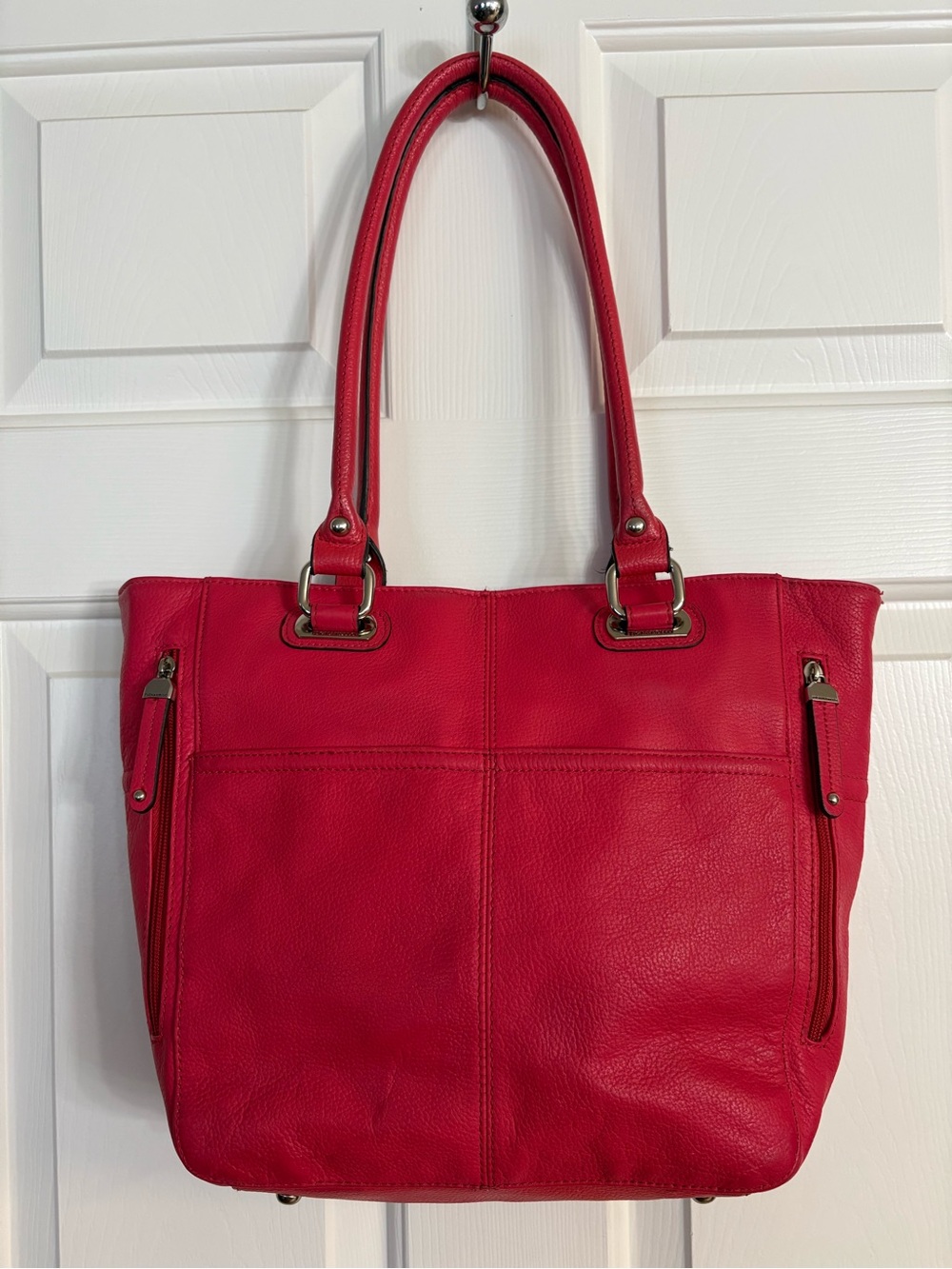 Tignanello Vibrant Raspberry Pink Leather Tote with Double Handles
